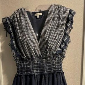 V-Neck Ruched Dot Dress